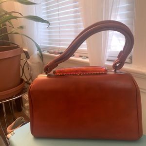 ‘70s Burnt Orange Tortoiseshell Bag Vintage Boho